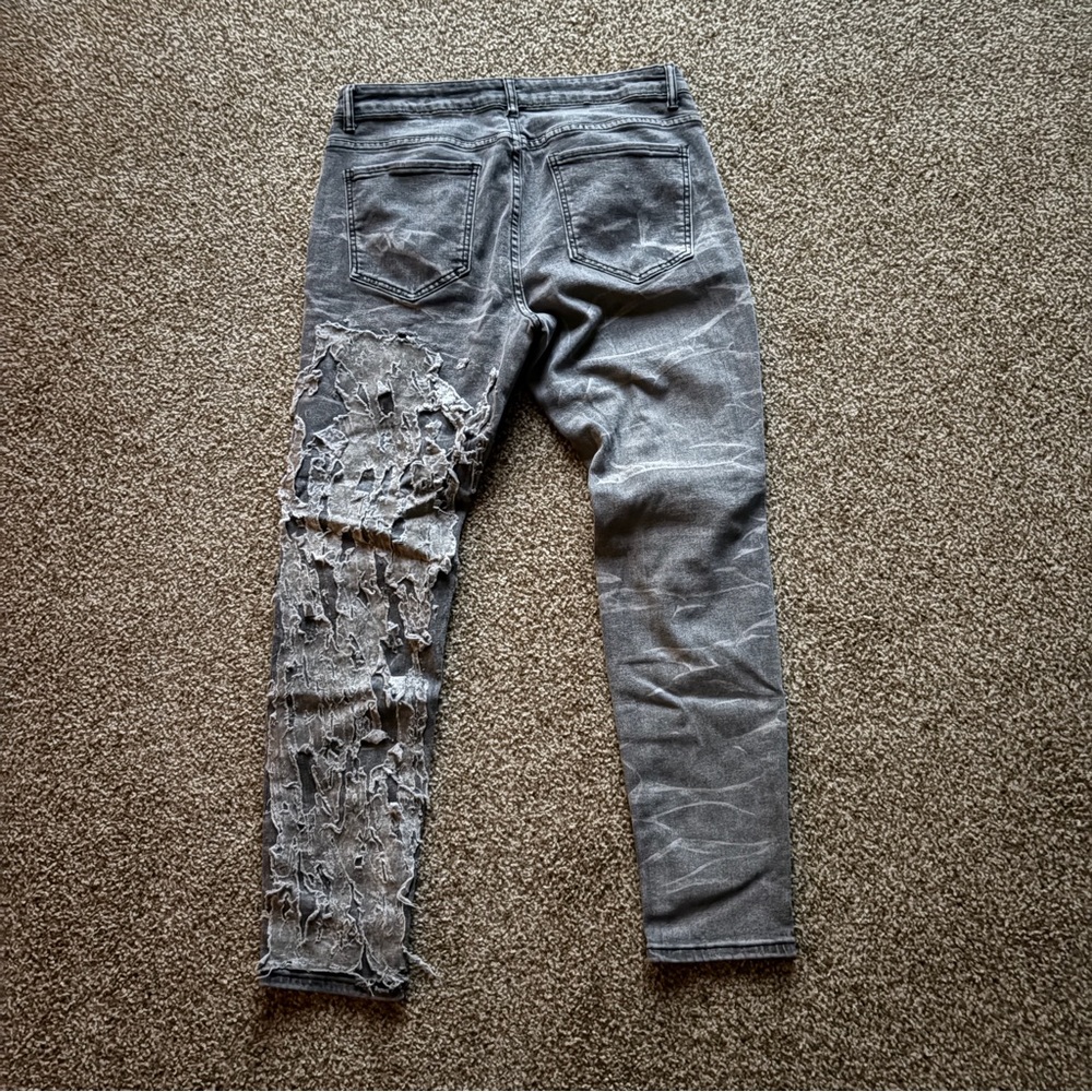 Grey expiremental boro denim